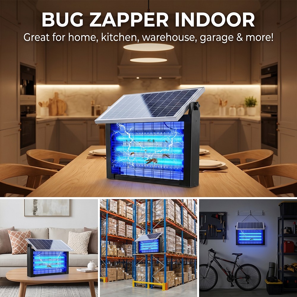 4500V Solar Bug Zapper Outdoor Mosquito Zapper Waterproof Electric Fly Zapper US