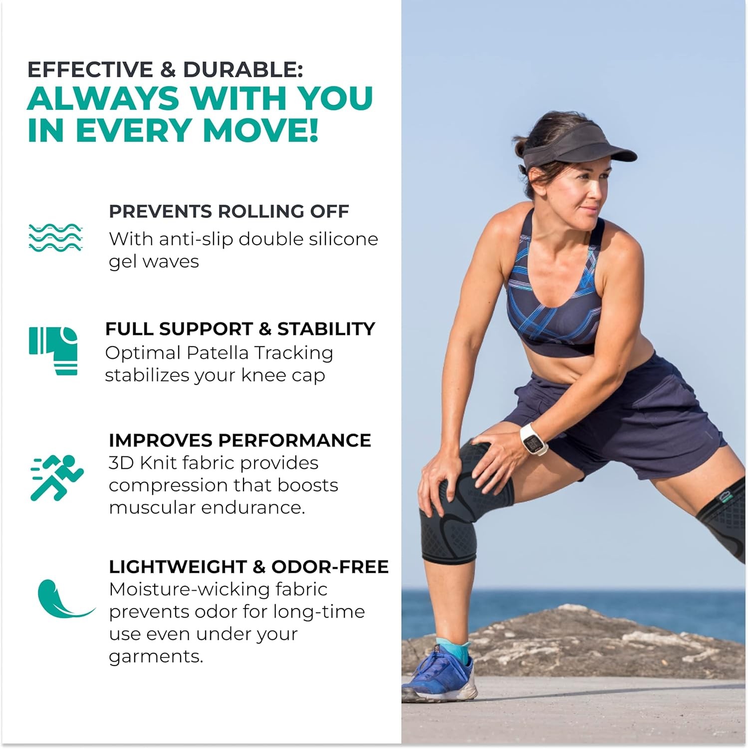 Modvel Compression Knee Brace for Women & Men – 2 Pack Knee Brace for Women…