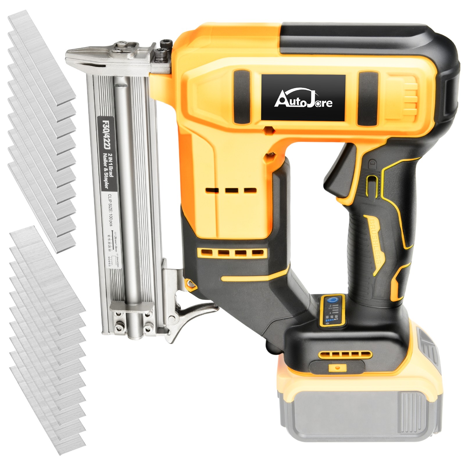 18GA Cordless Brad Nailer for Dewalt 20V Battery, 2 in1 Electric Nail/Staple Gun