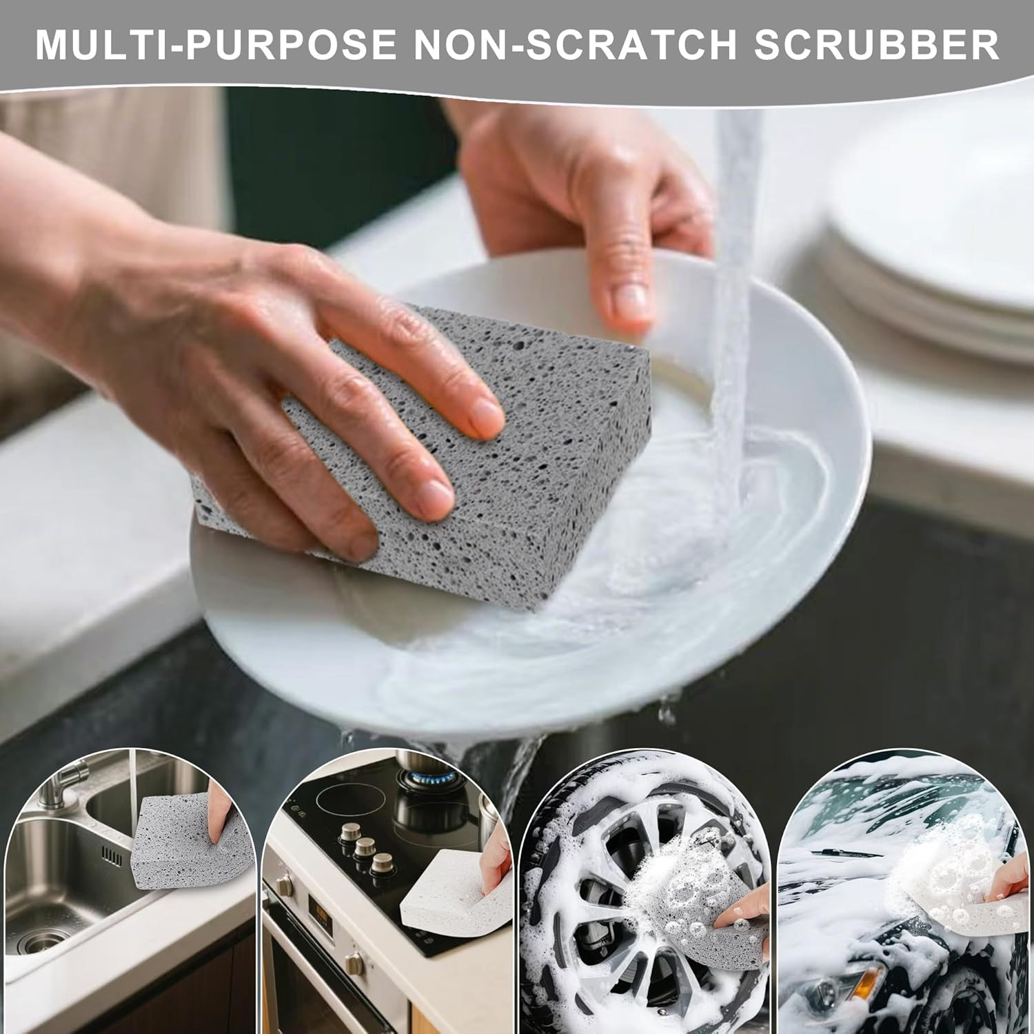 Extra Large Dish Sponges Kitchen for Cleaning, Natural Cellulose Sponges Reusabl