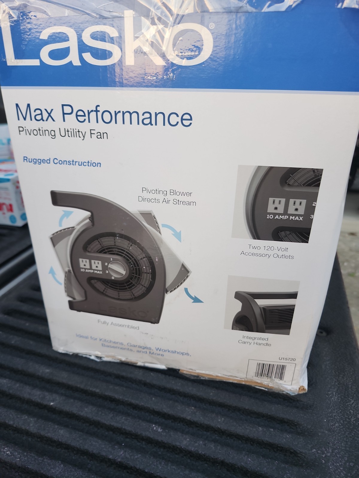 NEWWWW Lasko Max Performance Pivoting Powerful Utility Fan Model U15720 Rugged