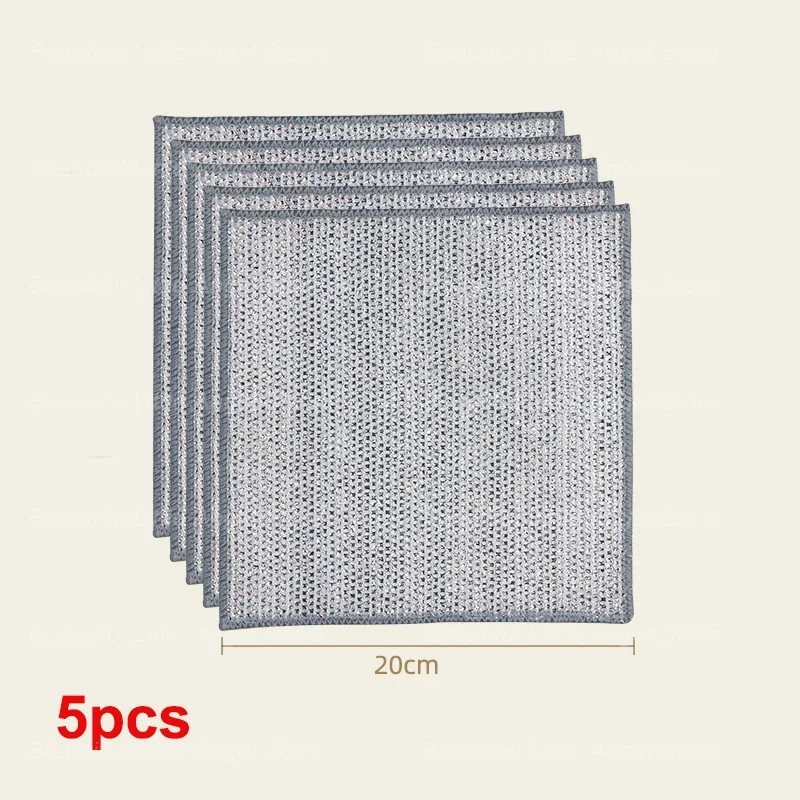 20PCS Steel Wire Dish Cloth Non-Scratch Microfiber Cleaning Rag Kitchen Towel