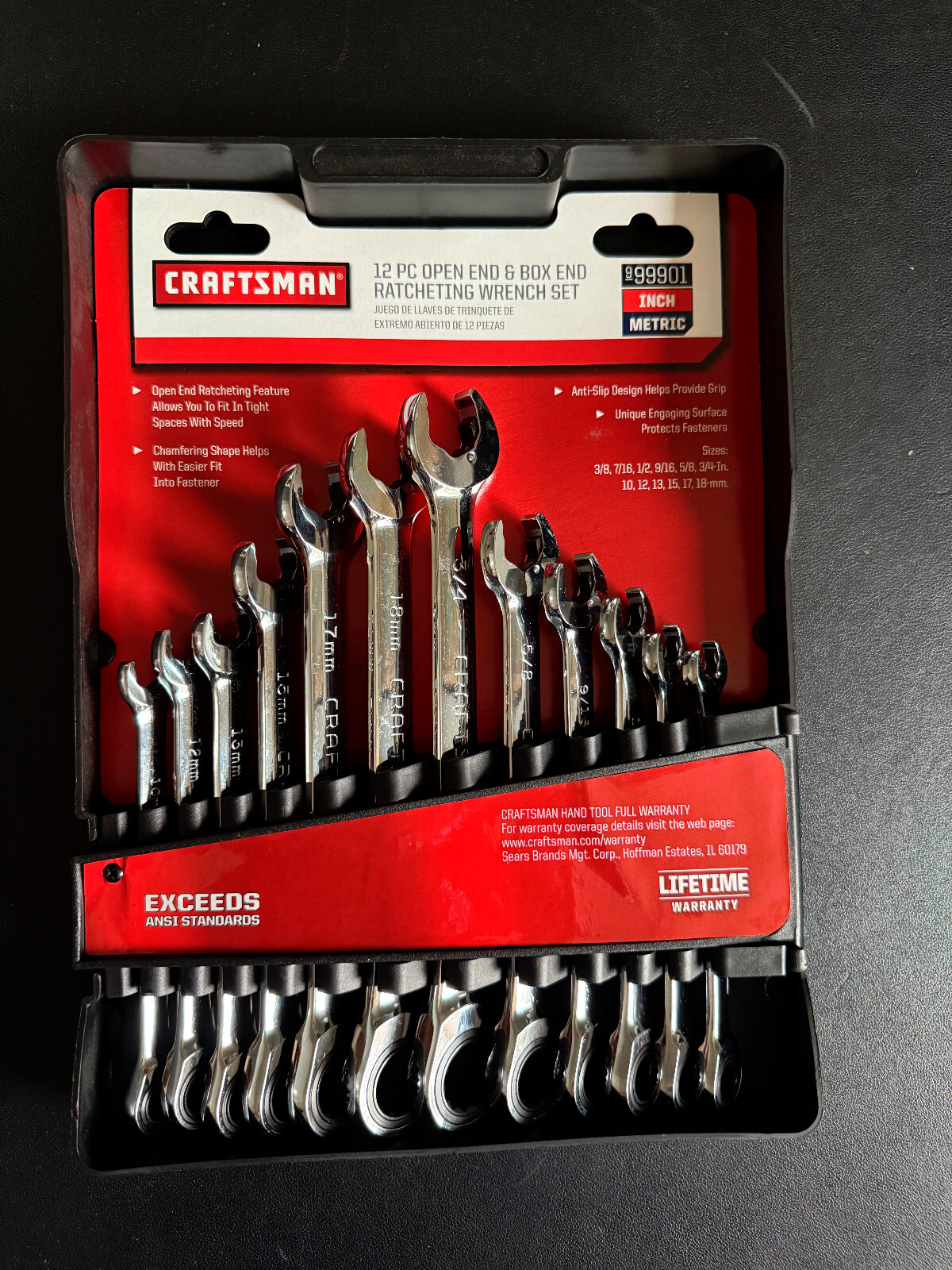Craftsman Ratcheting Wrench Set – 12 pcs Open End and Box End