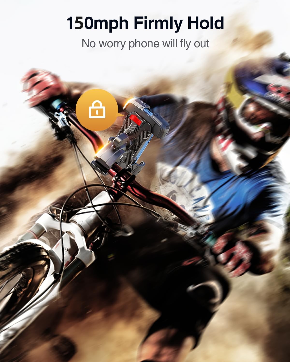Bovemanx Motorcycle Phone Mount Holder, [150mph Wind Anti-Shake][7.2inch Big Pho