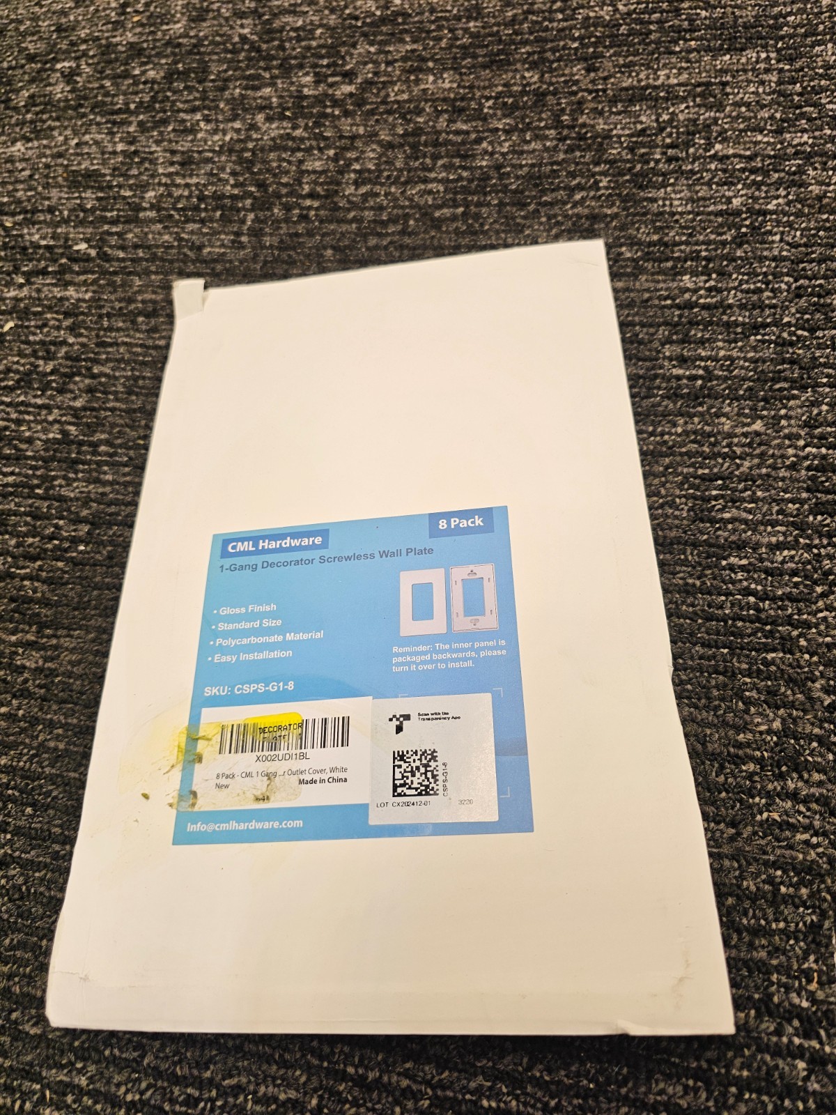 (QTY 24) CML CSPS-G1-8 Decorator Wall Plate 1-Gang Receptacle Outlet Cover