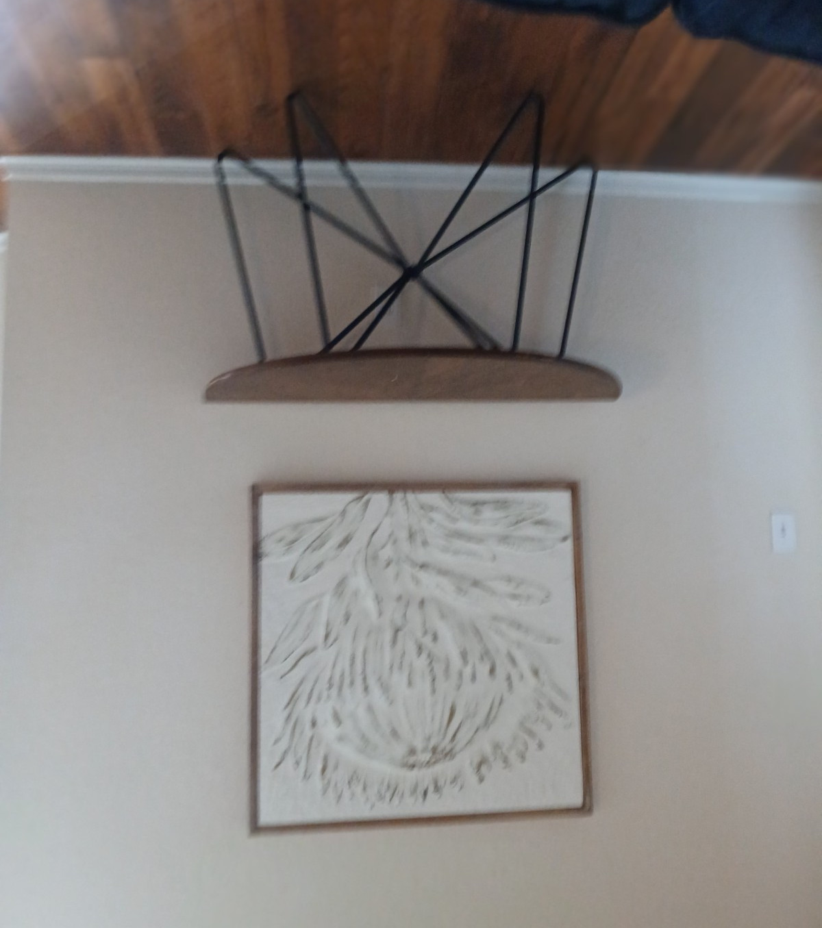 Half Round Console Table Wood Top Brown with Black Metal Hairpin Legs