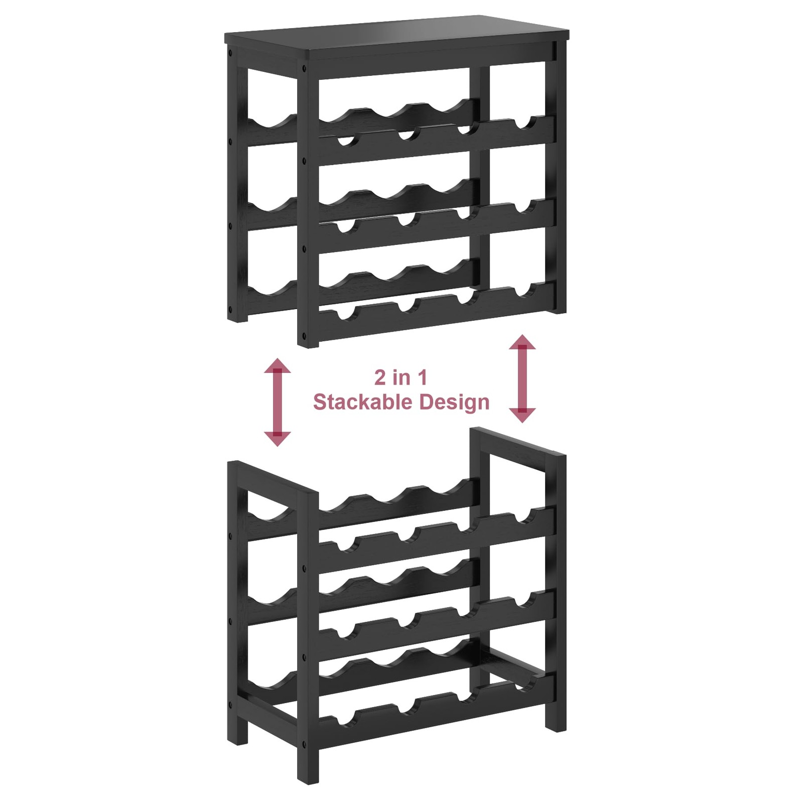 6 Tier Wine Rack Freestanding Floor, 24 Bottles Wine Storage Shelves with Tab…