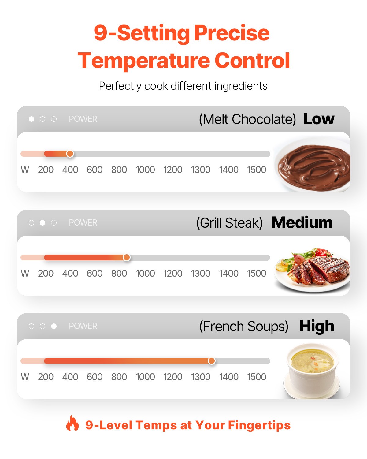 VEVOR Portable Induction Cooktop 1500W Countertop Burner 9 Temp Levels Hot Plate
