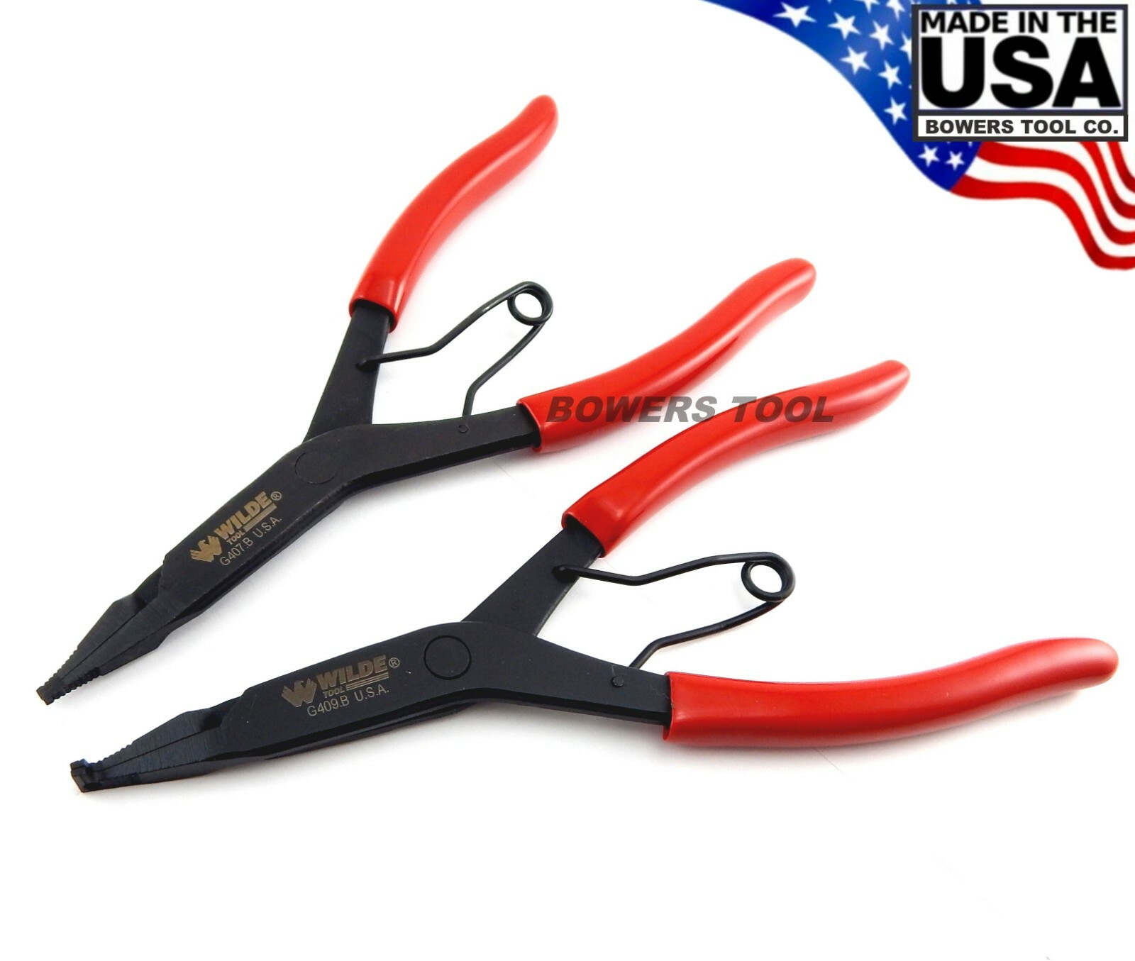 Wilde 9 in Right Angle & Straight Lock Ring Plier Set Snap Retaining Black Oxide
