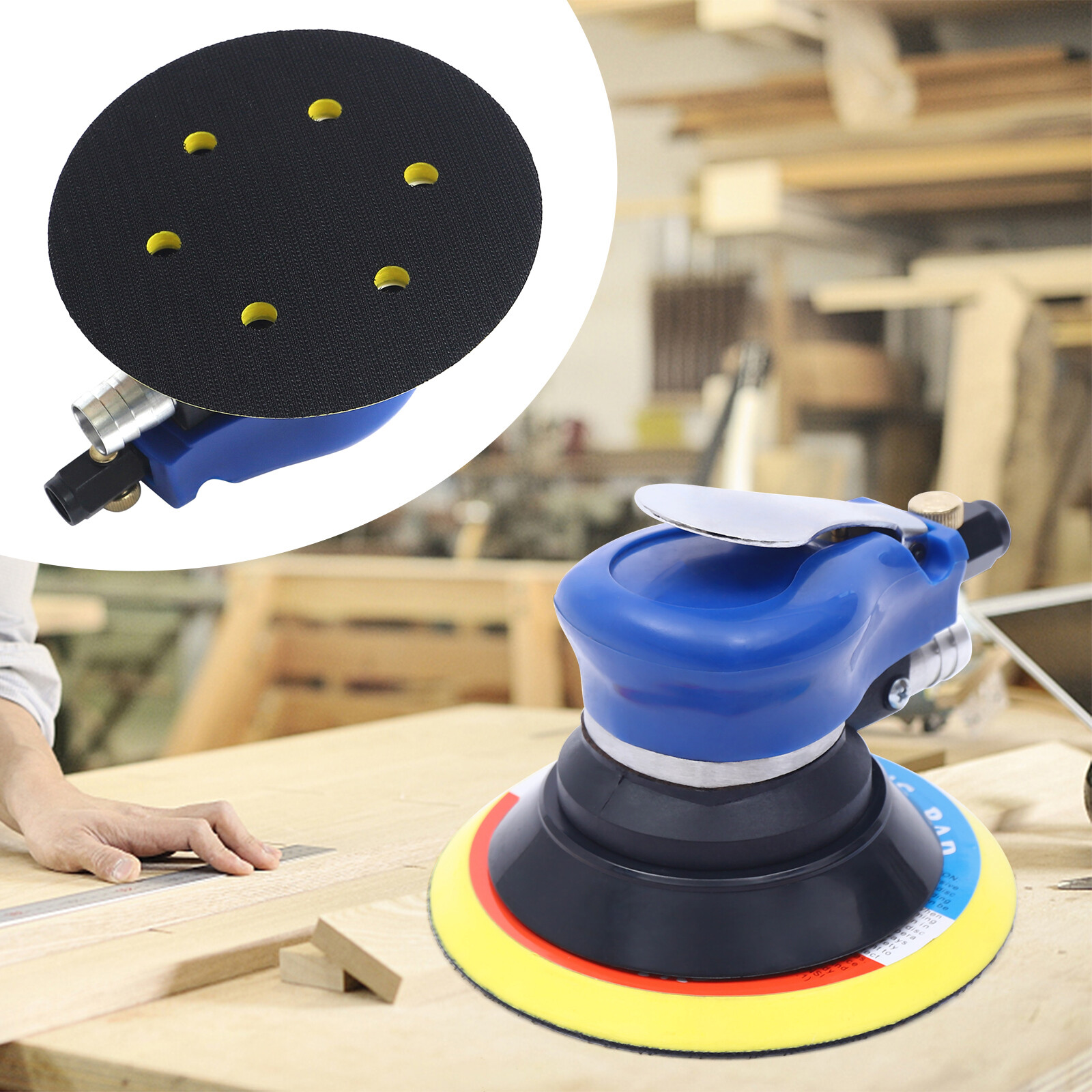6INCH Air Palm Orbital Sander Random Hand Sanding Pneumatic Round 10000 RPM BEST