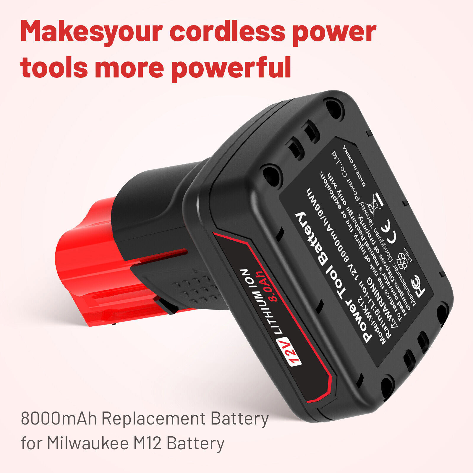 2Pack 8.0Ah Battery For Milwaukee for M12 LITHIUM Extended Capacity 48-11-2460