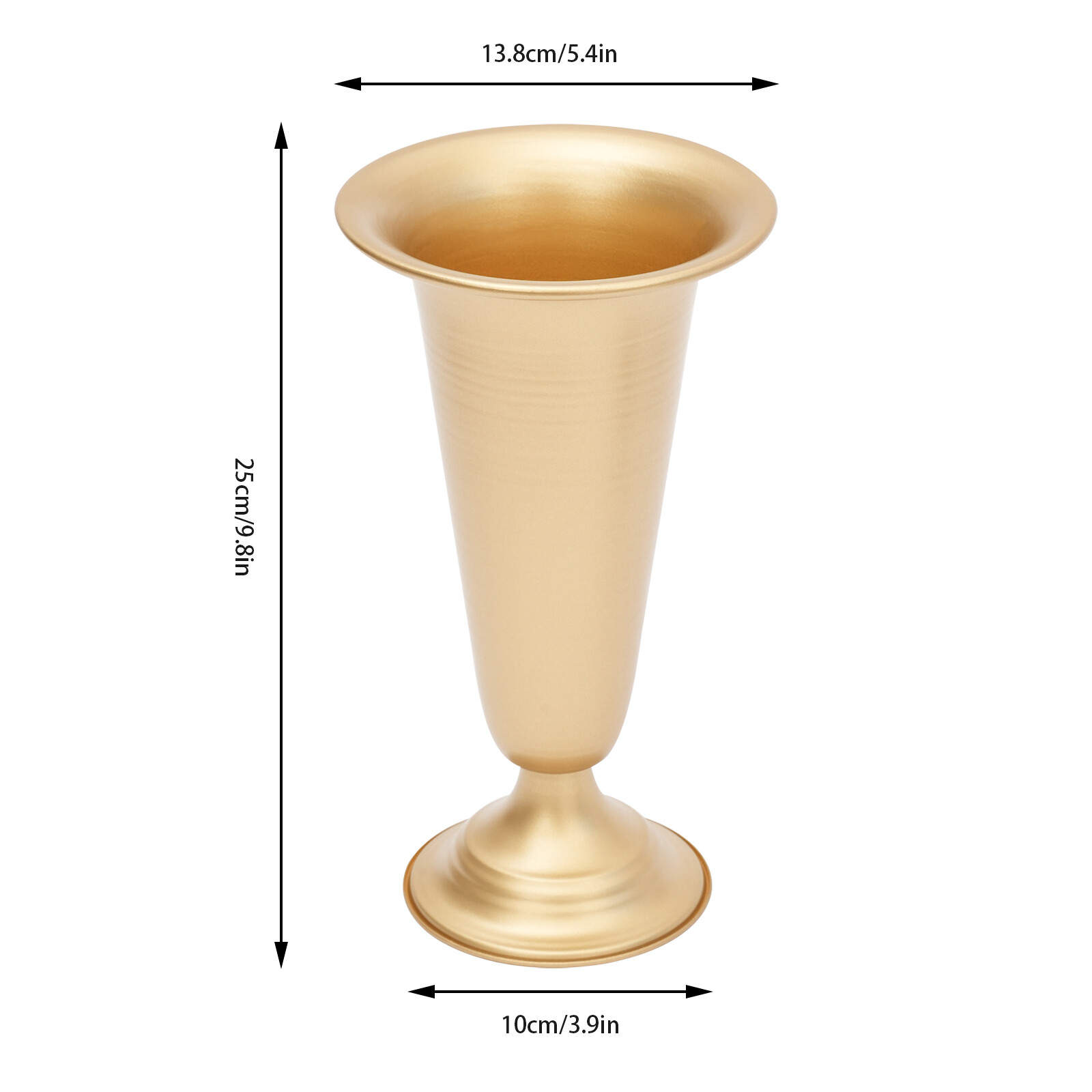 Golden 3.9*9.8in 10Pcs Trumpet Vase Flower Holder For Anniversary&Party Ceremony