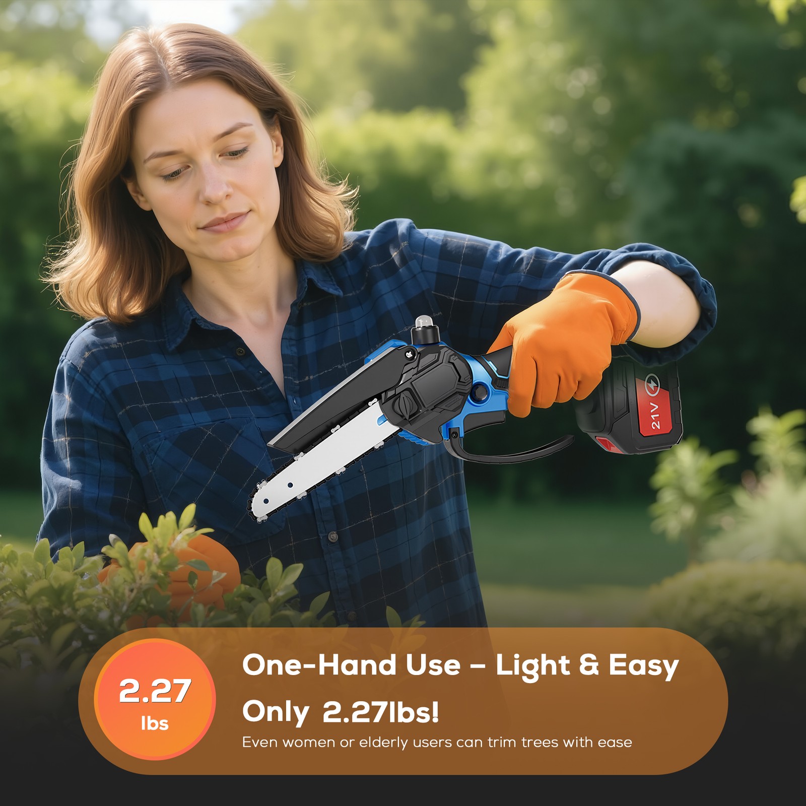 6 Inch 21V Cordless Mini Chainsaw, Handheld Electric Chain Saw for Wood Cutting