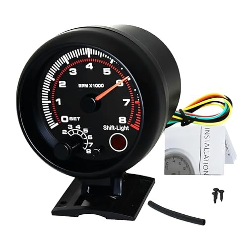 3.75″ 12V Digital Tachometer Gauge, 0-8000 RPM, for 4/6/8 Cylinder Gasoline