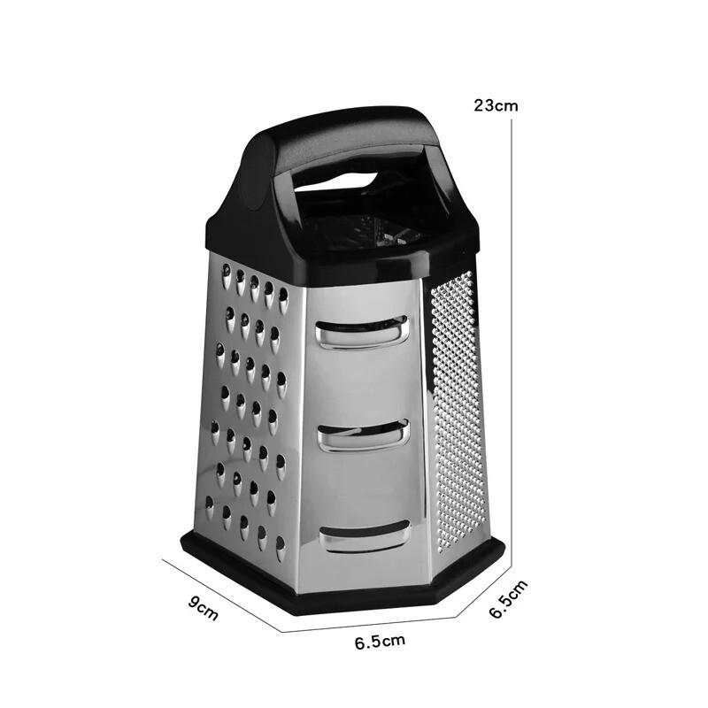 Stainless Steel Box Grater – 6 Sided, Multi-purpose Cheese and Veggie Cutter