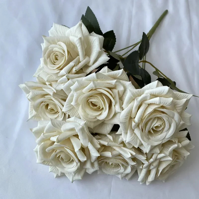 41CM 7 Forks Silk Screen Diamond Rose Artificial Flower Wedding Living Room