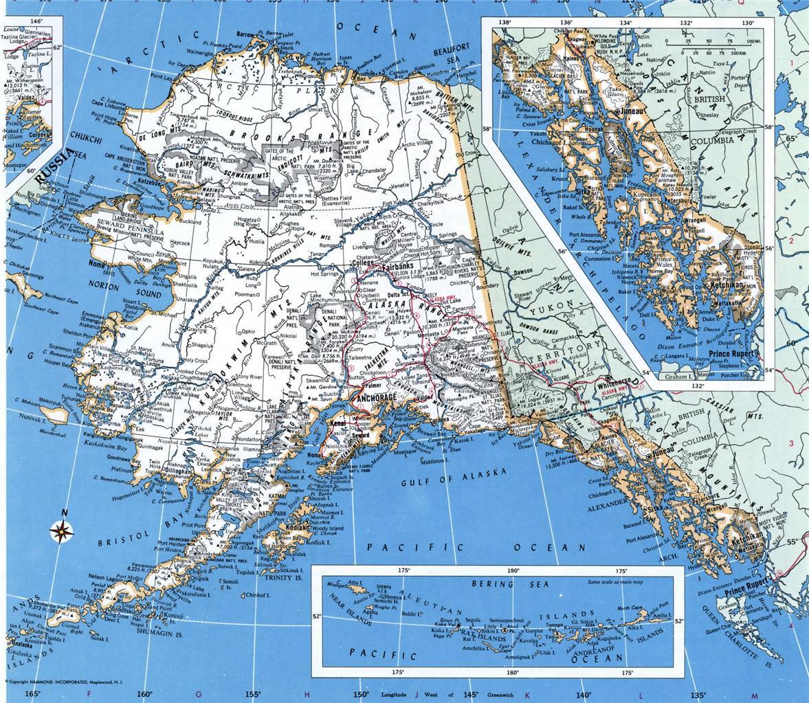 ALASKA COUNTY ROAD MAP GLOSSY POSTER PICTURE PHOTO PRINT BANNER ak 9715