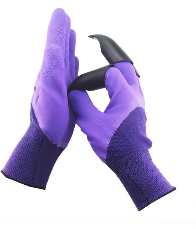 New – Gardening Digging Planting 4 ABS Plastic Claws Gloves – Purple