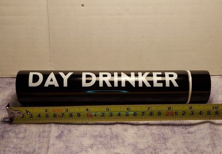 Day Drinker – Slim Flask Bottle Baton – 8oz black tall slender metal 10″ tall