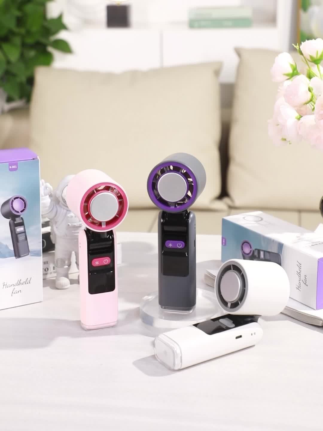 Foldable Portable Fan Stepless Speed Turbo Mini 4000mAh Ice Cooling Handheld Fan