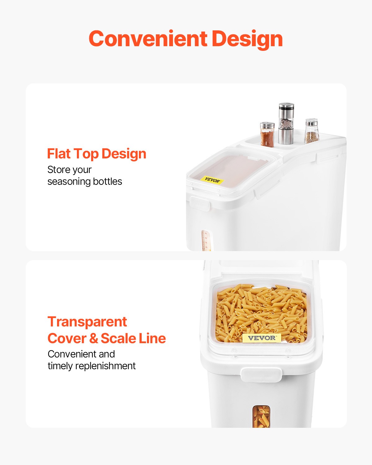 VEVOR 11.4Gal/50L Large Ingredient Storage Container Airtight Kitchen Flour Bin
