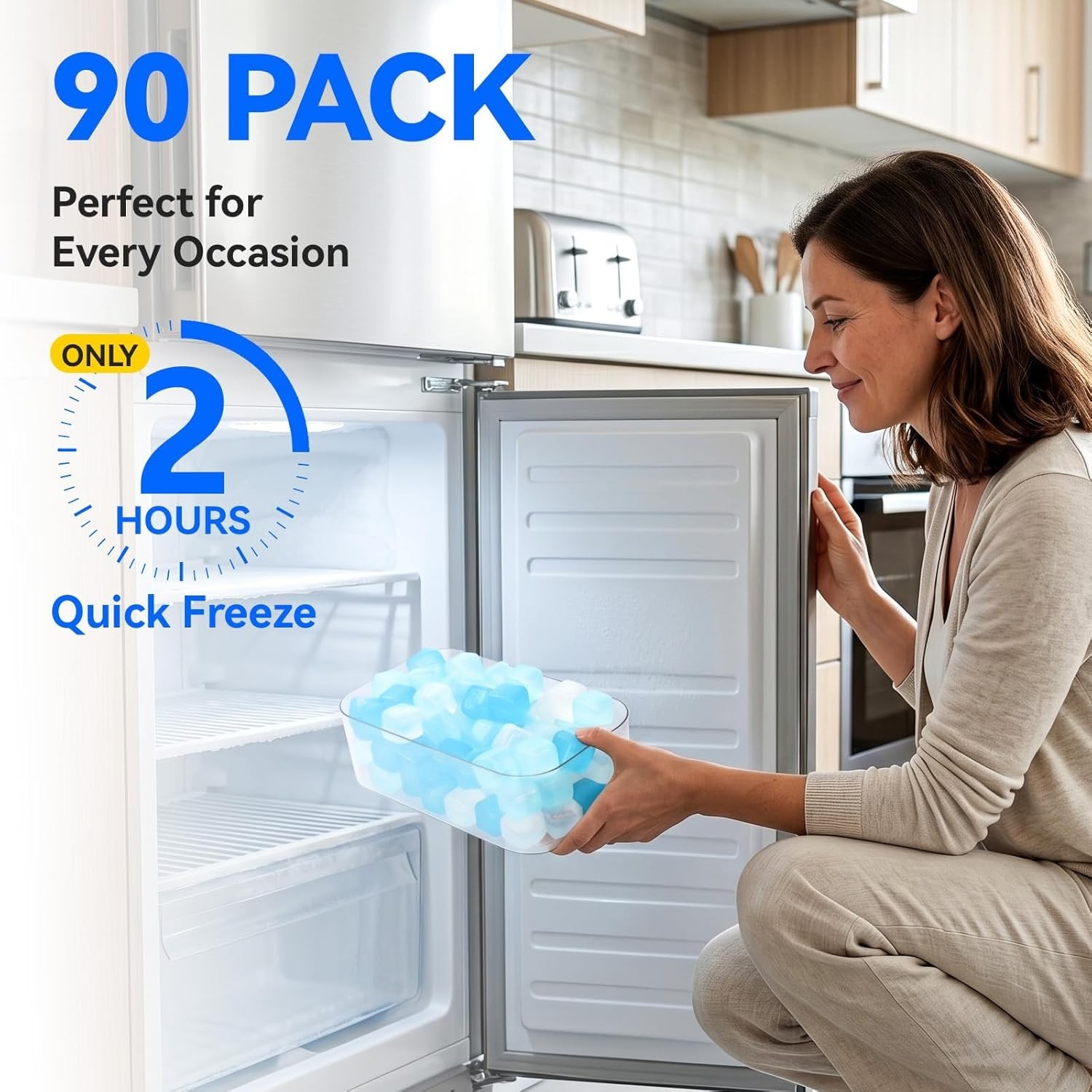 90PCS Reusable Ice Cubes, Refreezable Plastic Fake Ice Cubes | BPA-Free Ice C…
