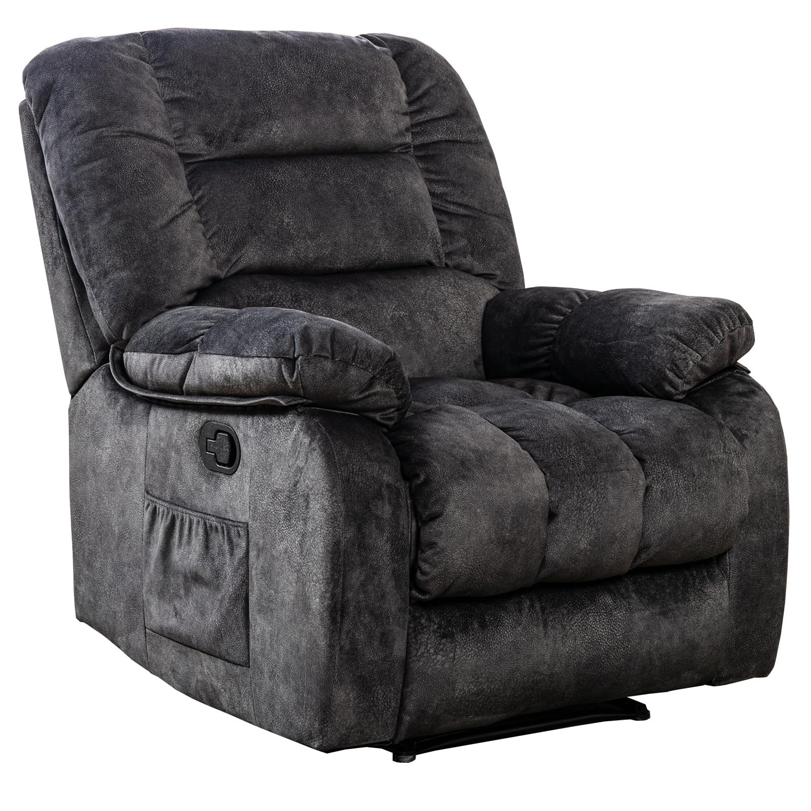 Canmov Manual Recliner Chair with Vibration Massage and Heat, Soft Fabric Chair