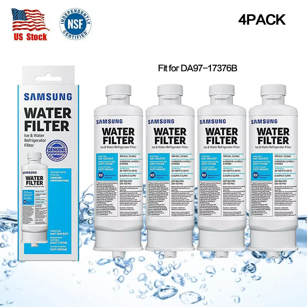 4 PACK Genuine Samsung DA97-17376B HAF-QIN/EXP REFRIGERATOR Water Filter NEW