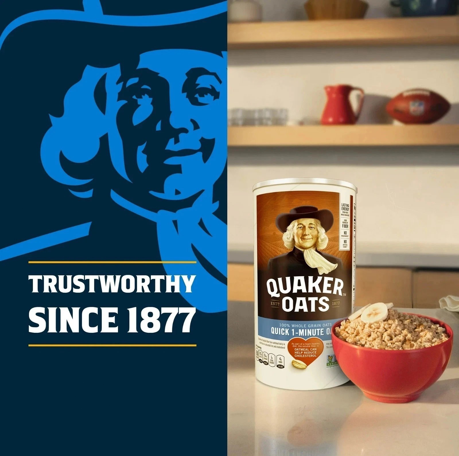 Quaker Quick 1-Minute Oats – 42 oz Canister of Quick-Cooking Oatmeal