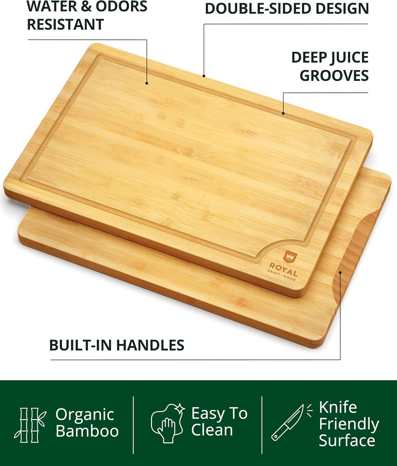 bamboo cutting board with juice groove – kitchen board for meat (butcher block)