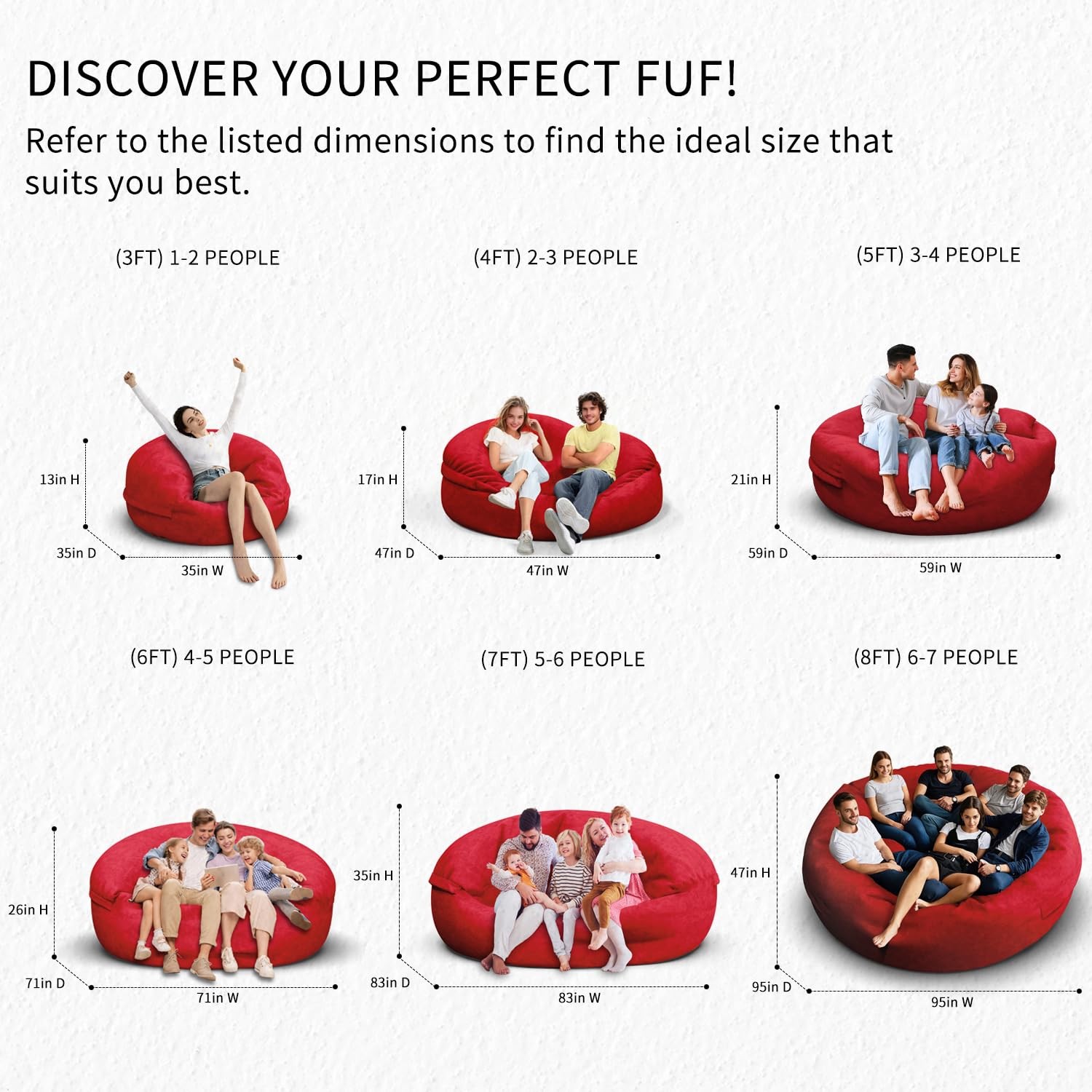 Bean Bag Chair 8FT Giant Soft Removable Cover Adults Teens