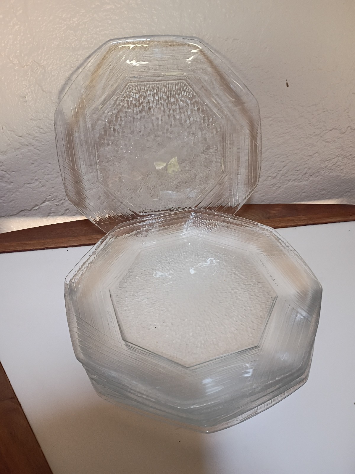 Arcoroc Octime Octagon Clear Glass Set of 8 Salad/Bread Plates France