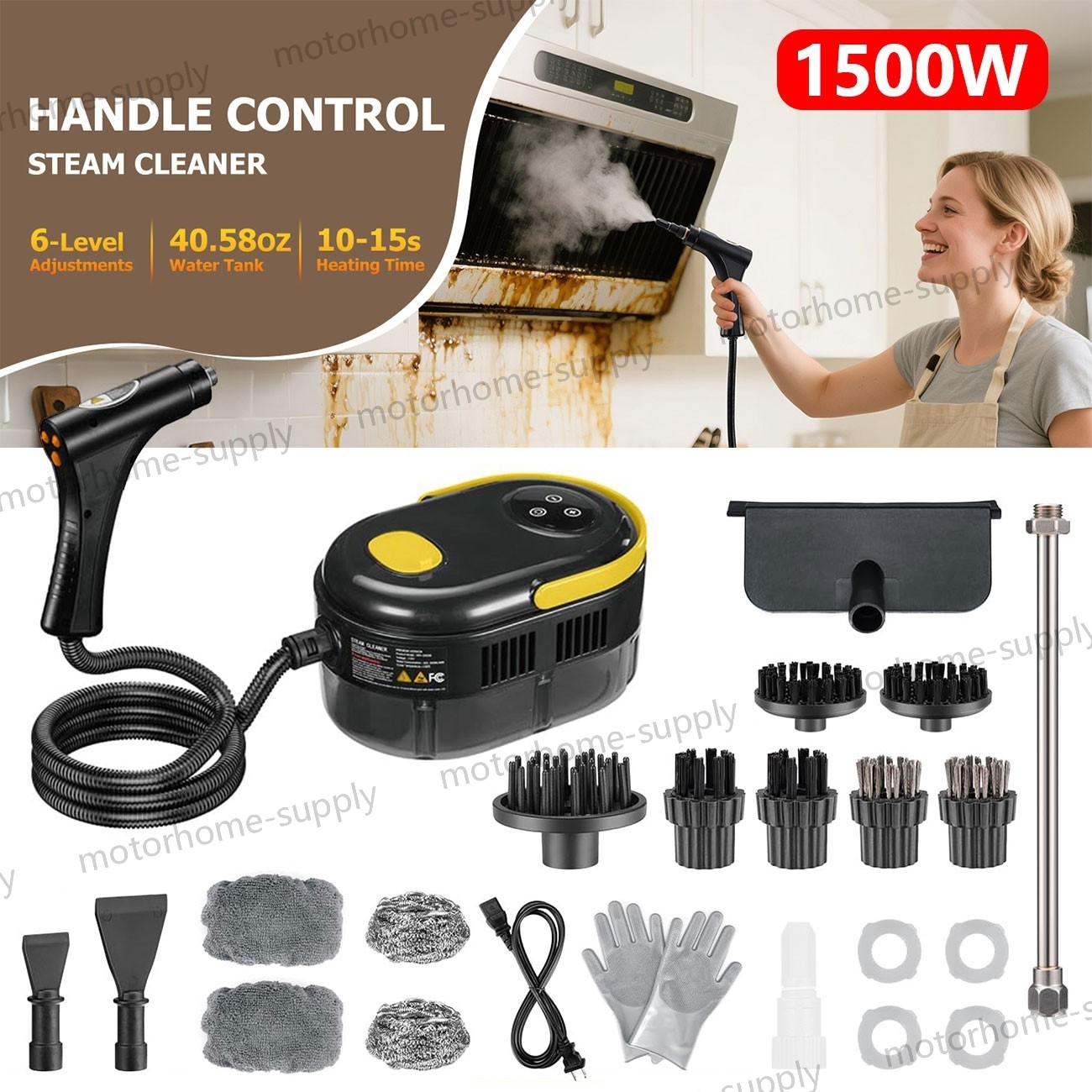 1500W Handheld Car Detailing Cleaning Machine High Temp Steam Cleaner Household