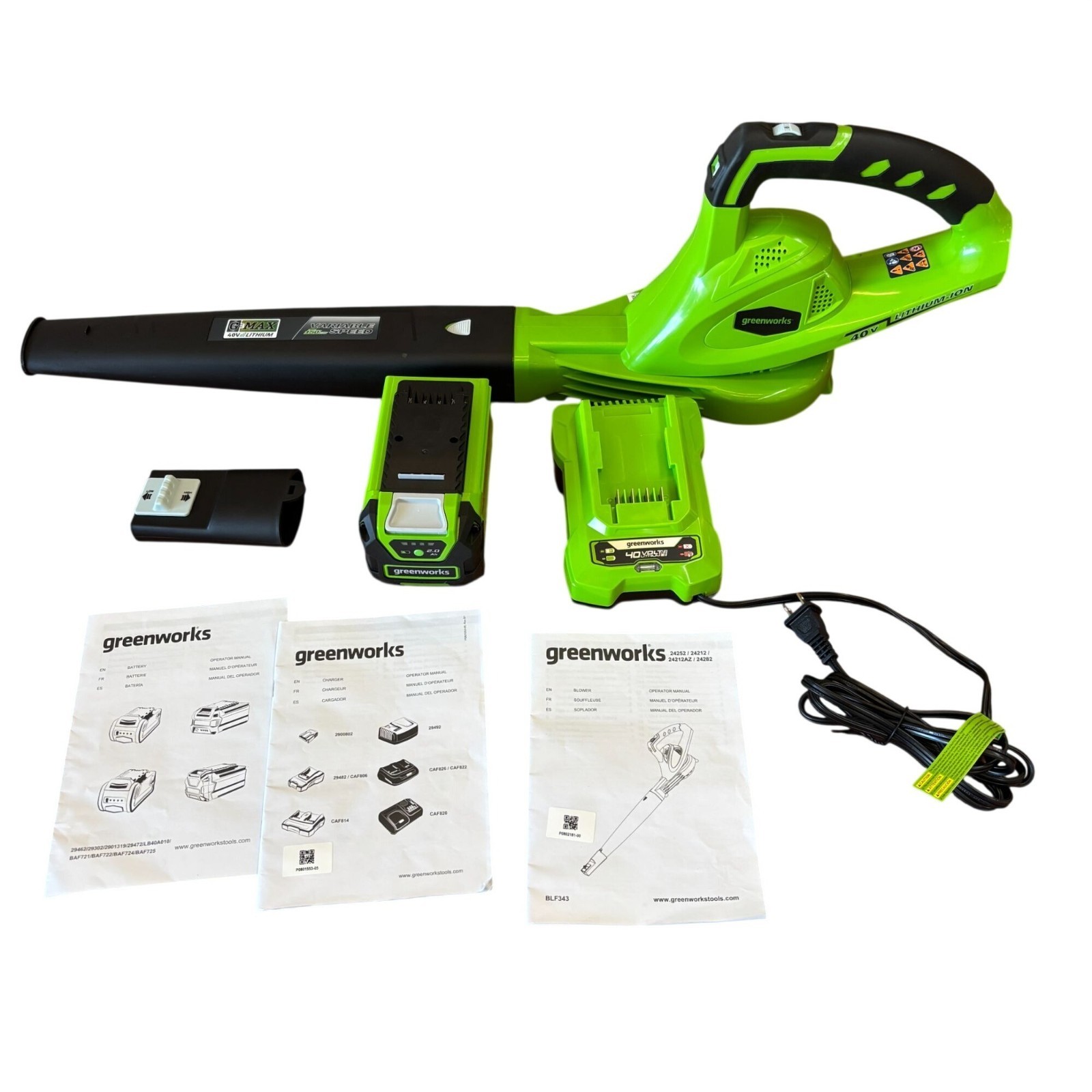 Greenworks 40V Leaf Blower/Sweeper, 150 MPH / 135 CFM