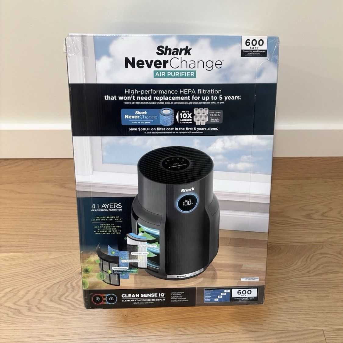 Shark NeverChange Portable HEPA Air Purifier Wi-Fi CADR 201-350 Black