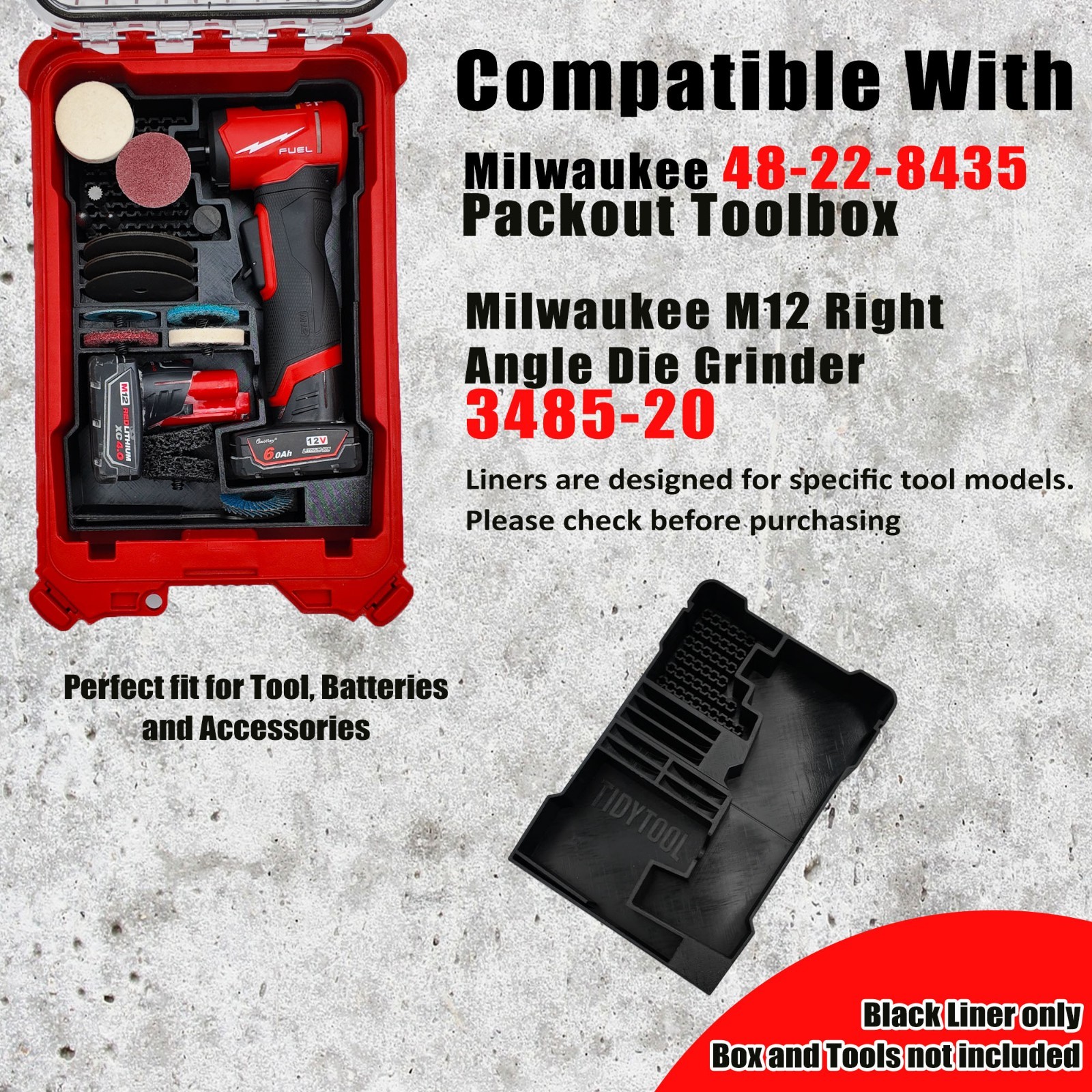 M12 Right Angle Die Grinder Packout Insert (Insert Only) 3485-20