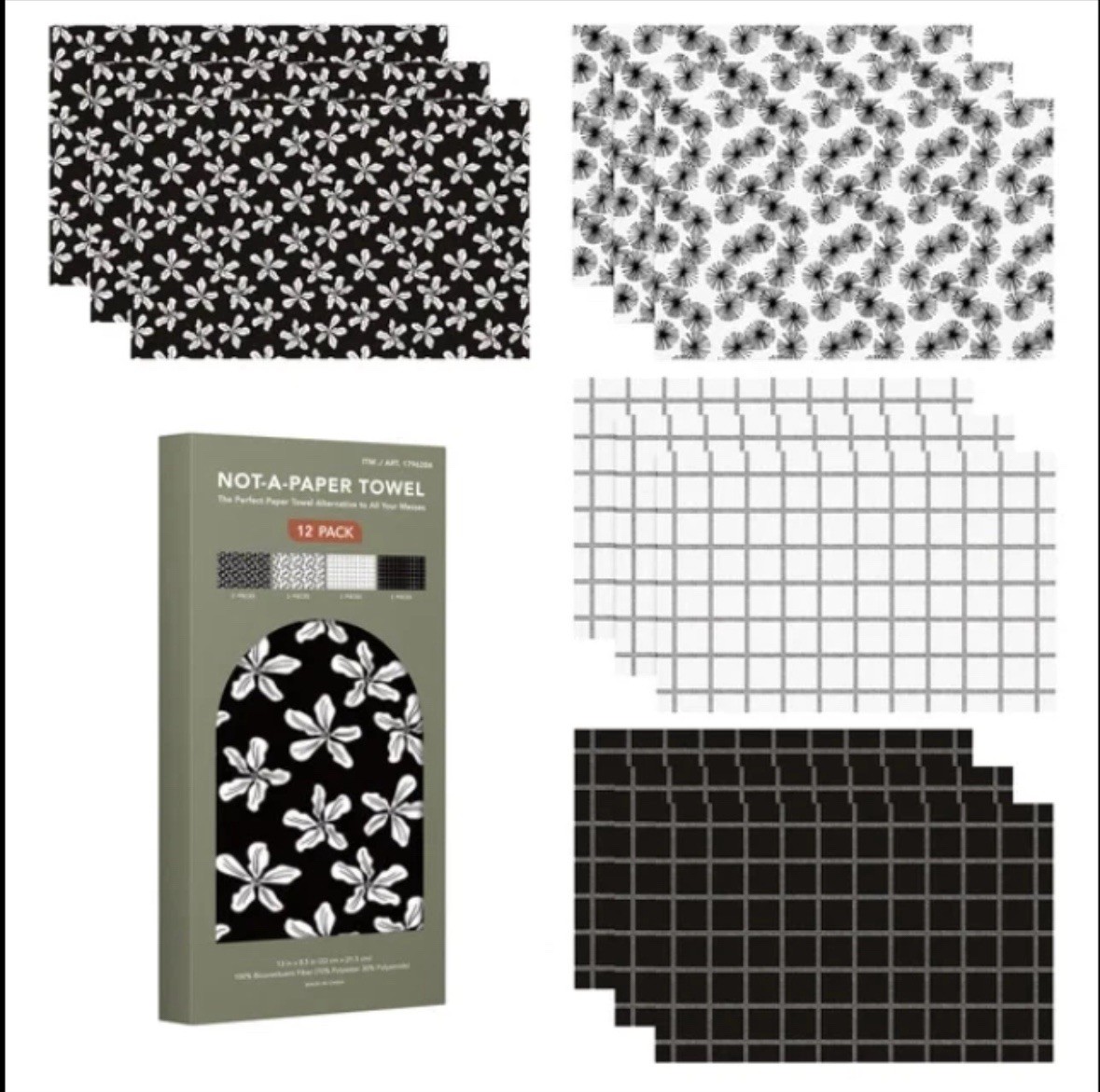 2-EverGrace Not-A-Paper Towel Reusable Towels 12-pack Each 13″x8.5″ NEW