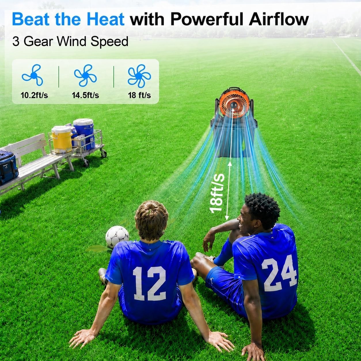 Ausic 1.35 Gal Portable Misting Fan, Outdoor Fans for Patios, [Max 30H] Recharge