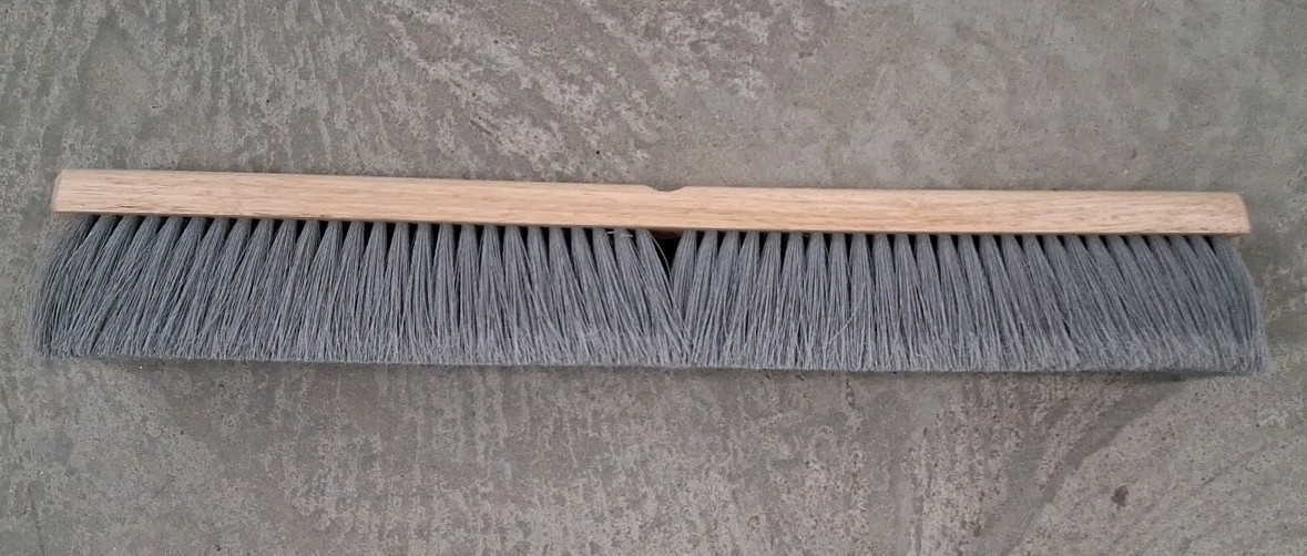 24 in. Polypropylene Broom Fine Sweep Flagged with 3 in. Trim Grey Gray