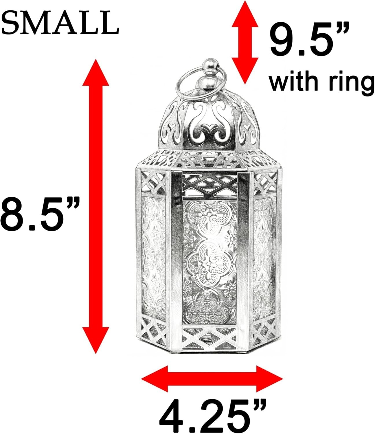 8.5in Moroccan Candle Lantern – Elegant Black Iron & Glass Centerpiece