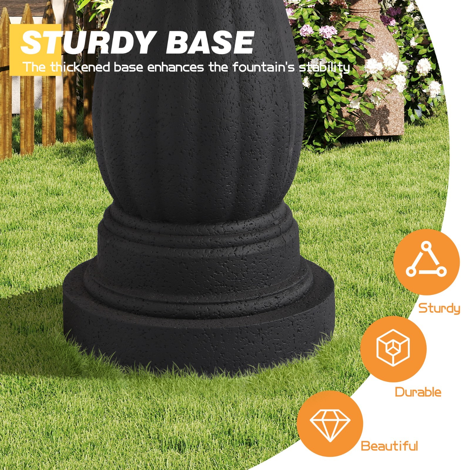 47.3″ High Italian Feature Faux Stone Freestanding Water Fountain Outdoor
