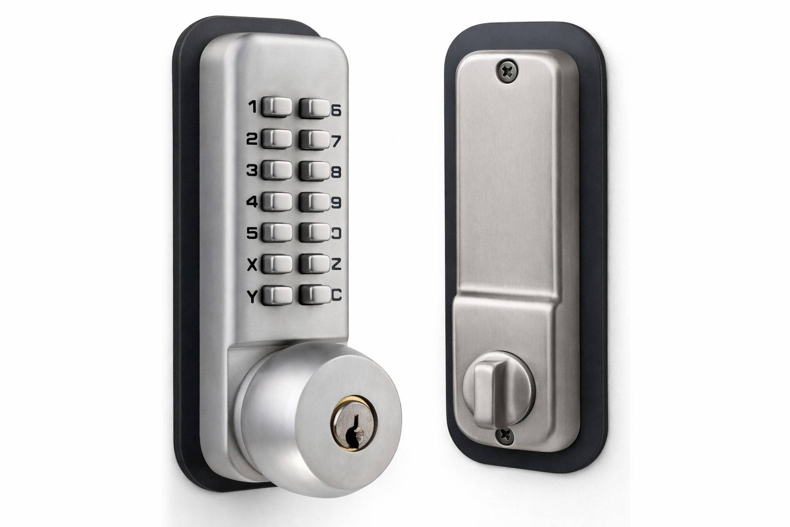 All Weather Mechanical Keyless Deadbolt Door Lock – Satin Nickel