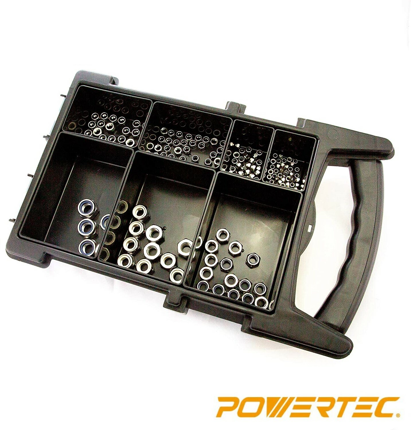 POWERTEC 175pcs Nylon Insert Lock Nut Assortment Kit-7 Sized Hex Nuts (QLN1100)
