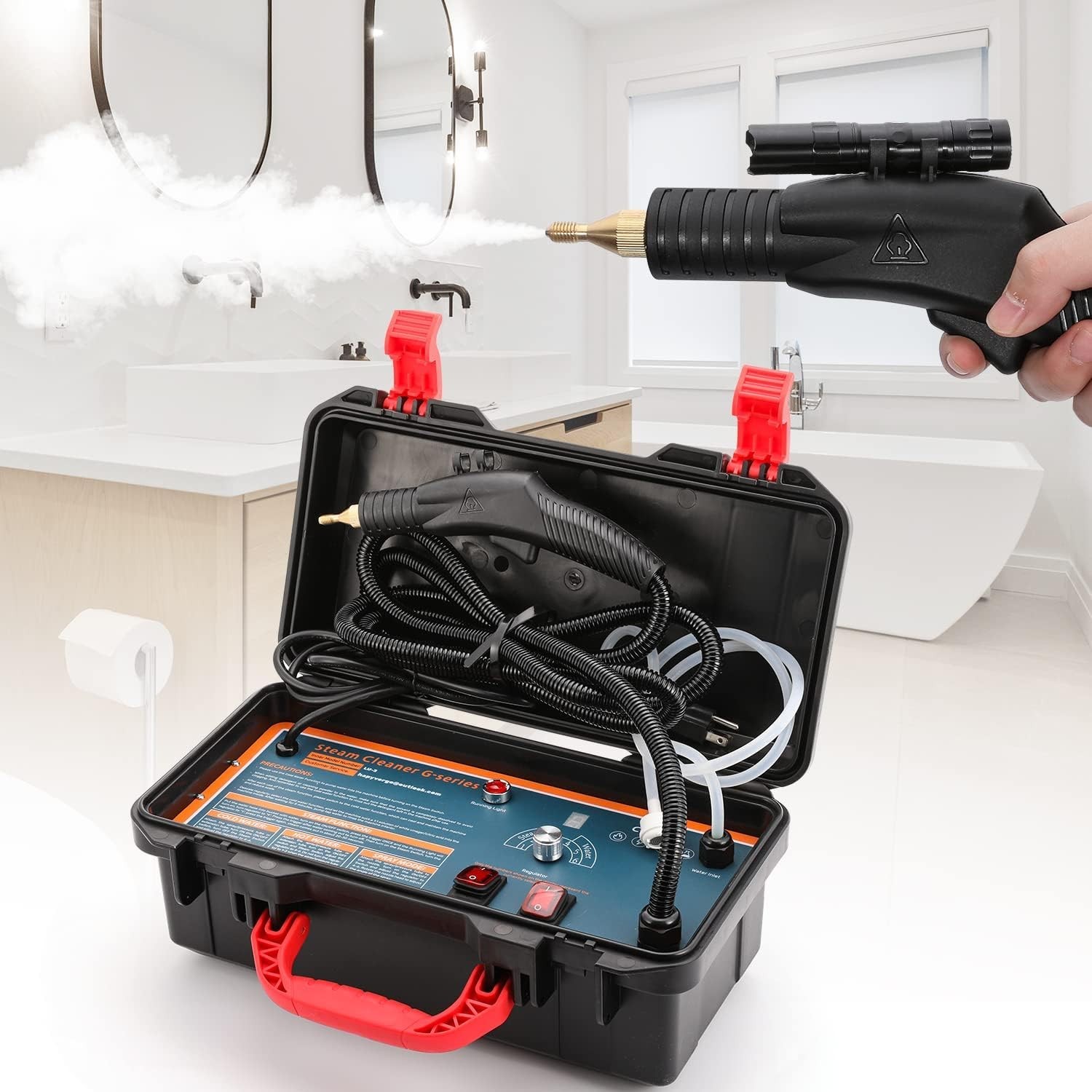 High Pressure Steam Cleaner, 1700W Steamer for Cleaning Grout Tile, Heavy Dut…