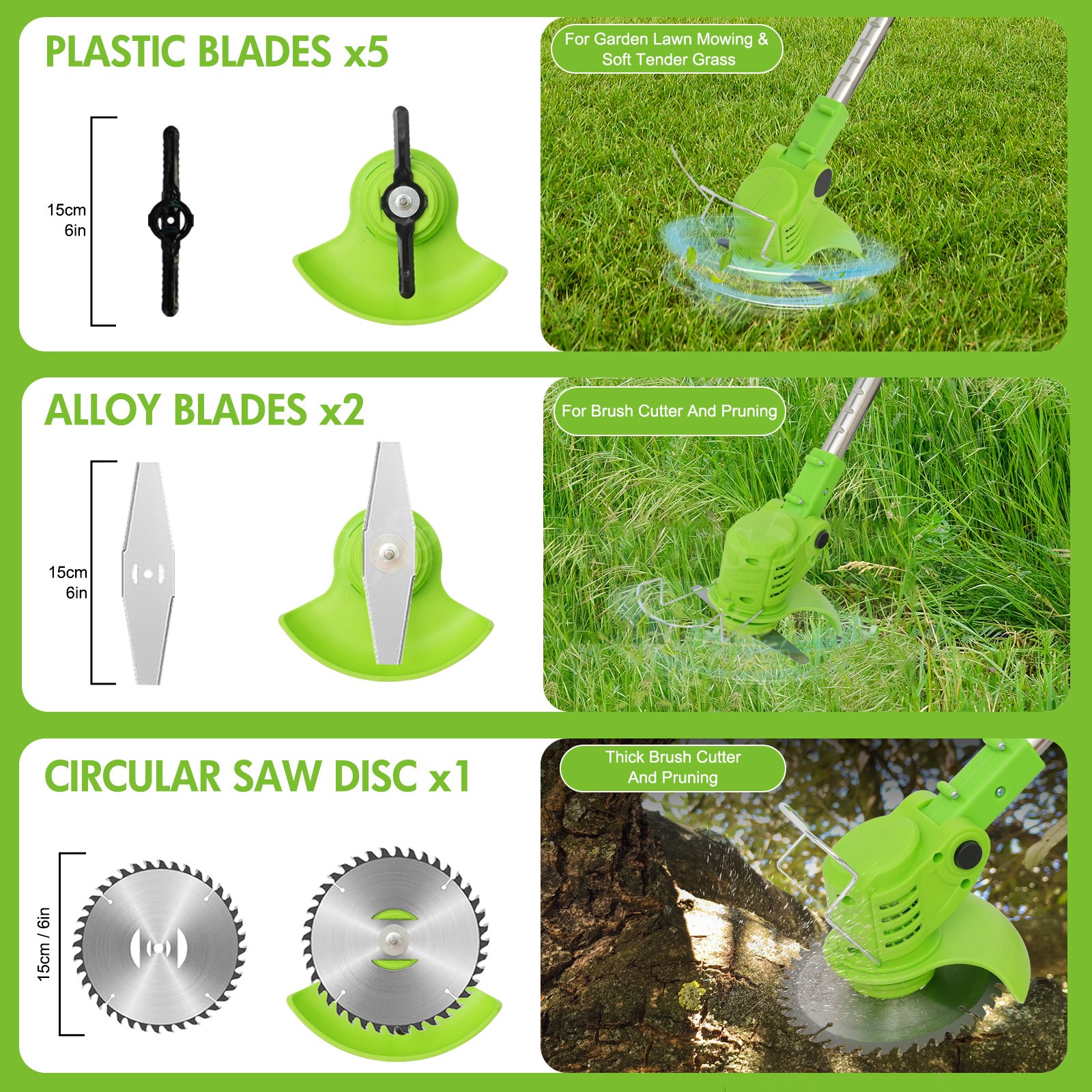 Electric Cordless Grass String Trimmer Lawn Edger Weed Wacker Cutter + 2 Battery