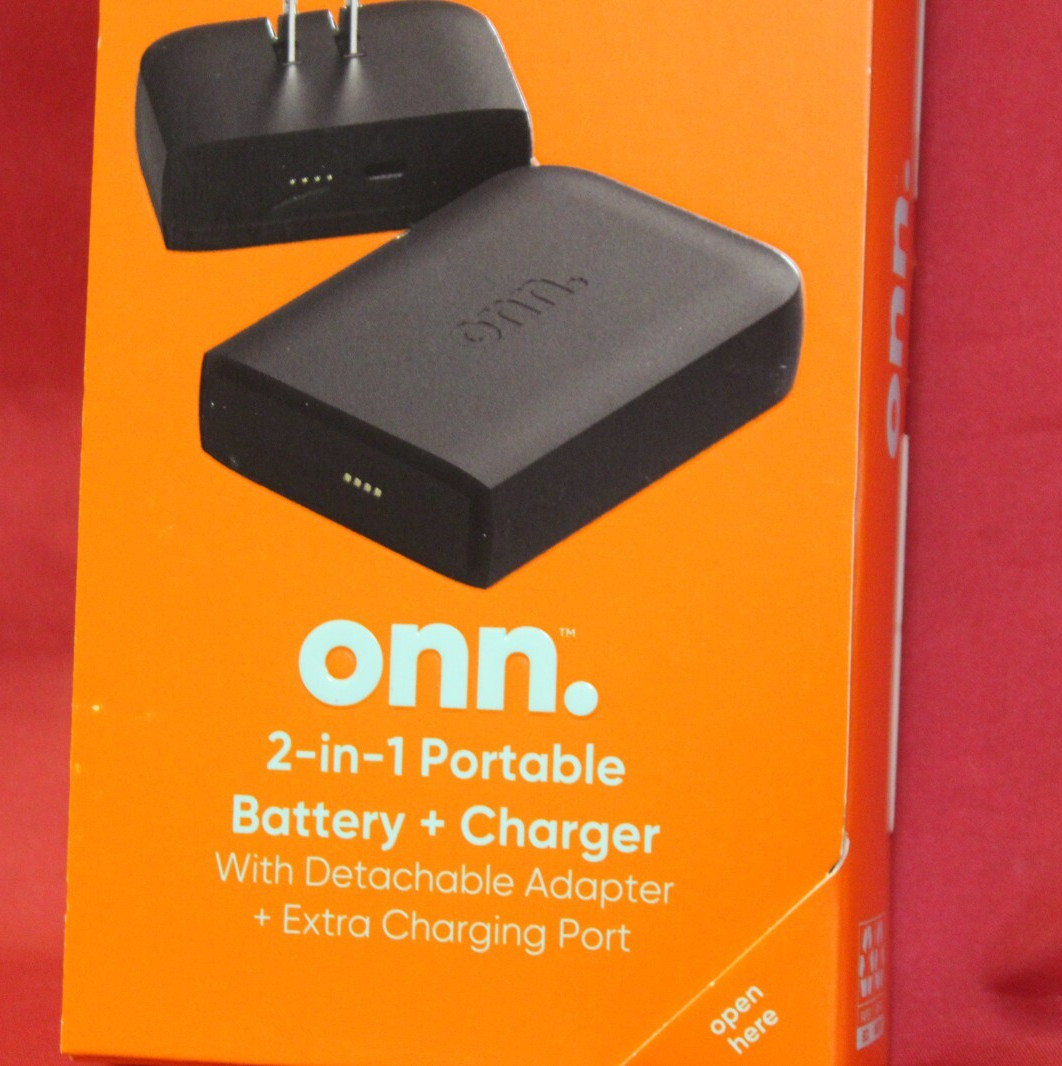 2-in-1 Portable Battery + Charger with Detachable Adapter + Extra Charging Port