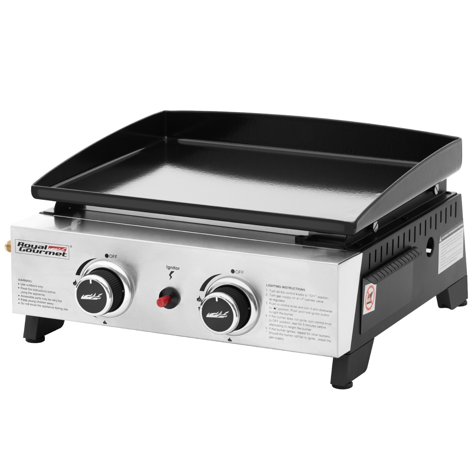 Royal Gourmet Portable 17-Inch 2-Burner Tabletop Gas Griddle Grill