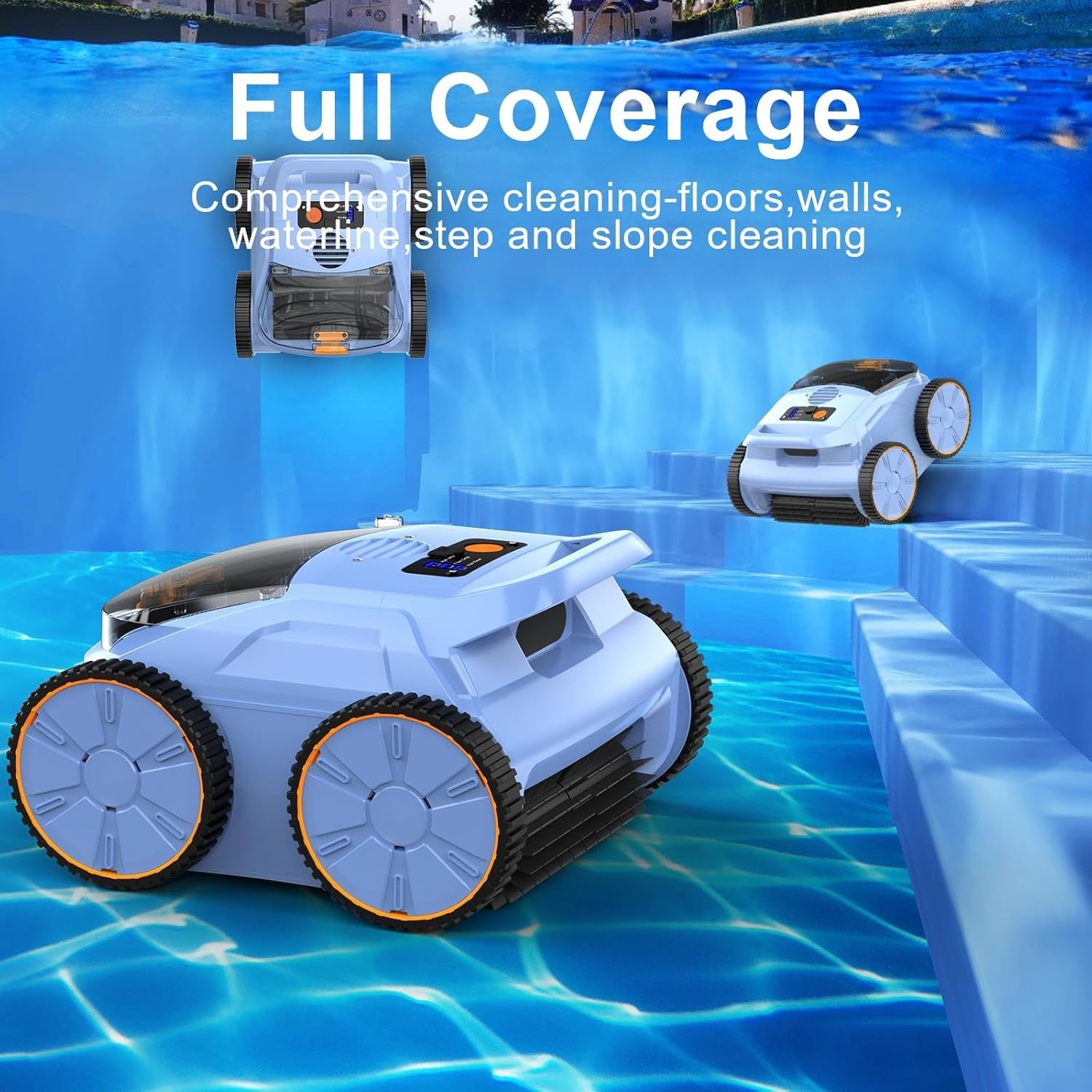 *NEW* Robotic Pool Vacuum, Robotic Pool Cleaner for Inground Pools 180 Mins