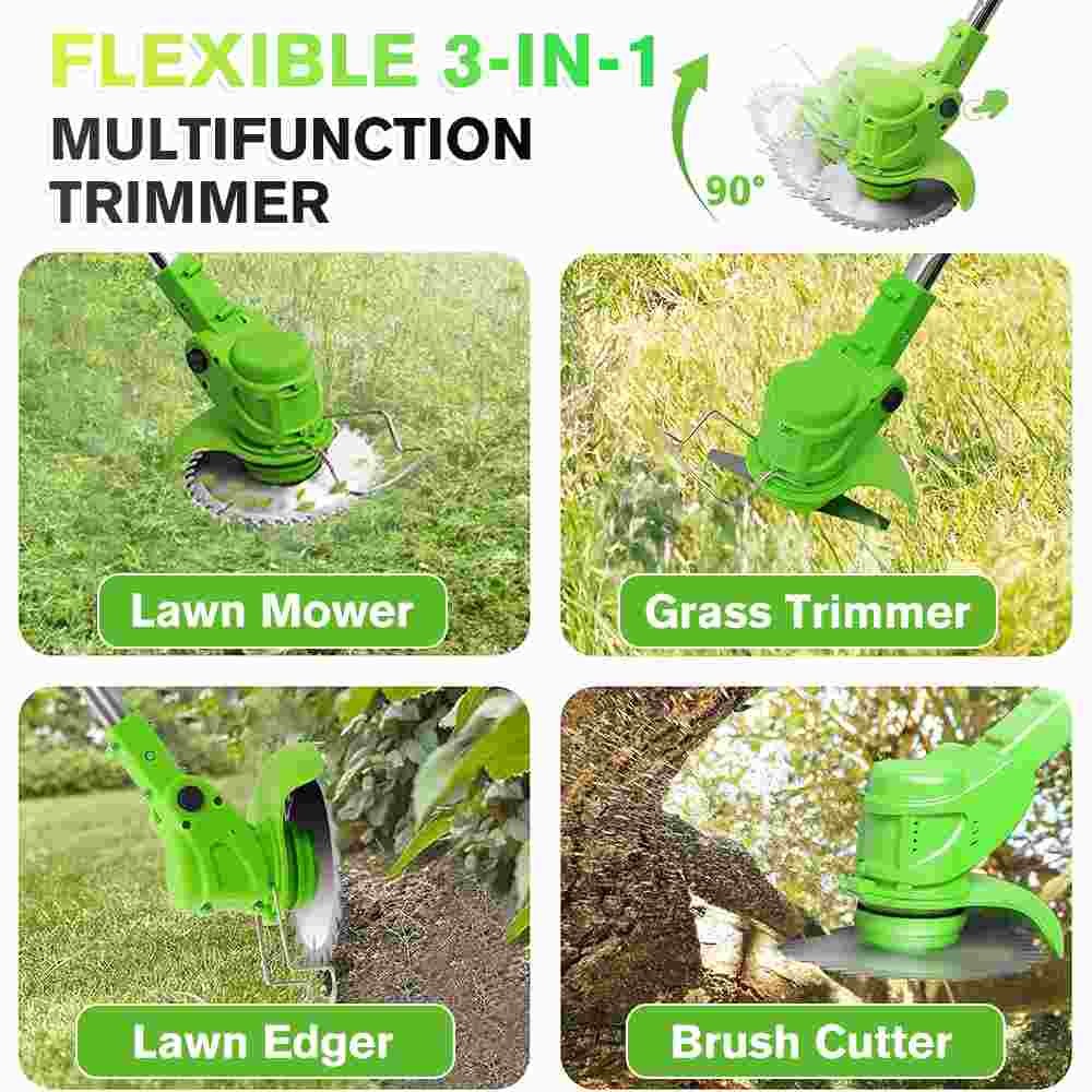 21V Cordless Electric Weed Lawn Eater Edger Grass String Trimmer Cutter Mower US