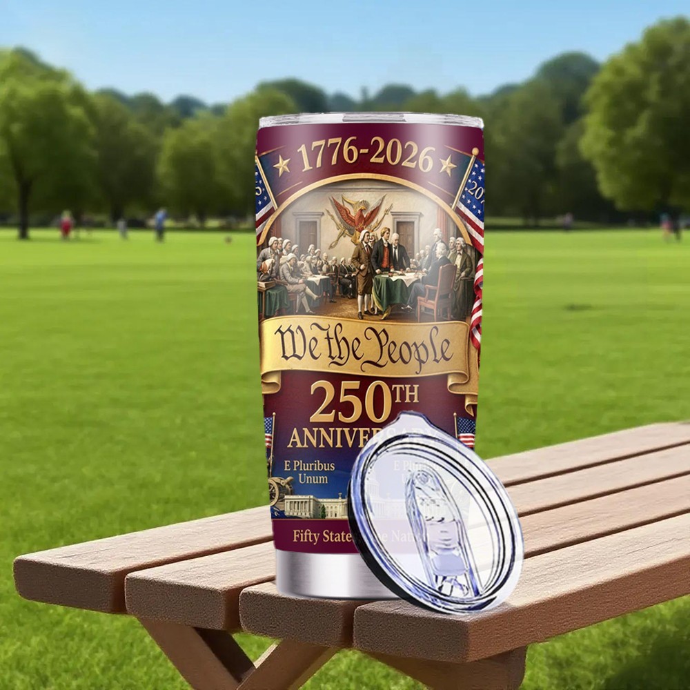 SAXUMOUT 1pc 250th Anniversary Coffee Cup 304 Stainless Steel Tumbler with Straw